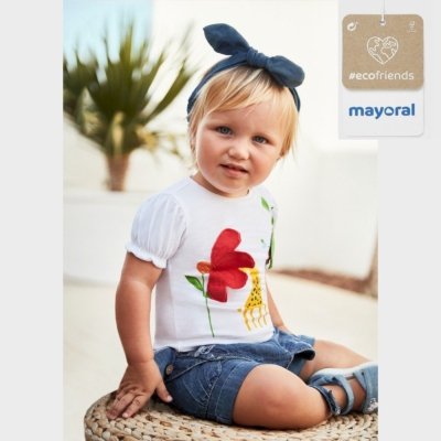 Imagen Camiseta manga corta bebé niña MAYORAL Ecofriends 22-01028-075 Play With Flowers blanco 1