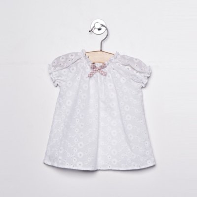 Imagen Blusa manga corta bebé niña PALOMA DE LA O MV2BL49-BR01 calada plumeti blanco 1b