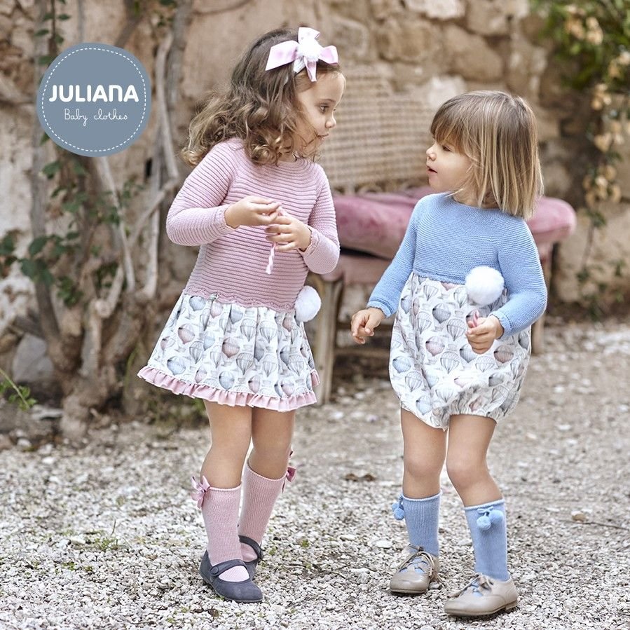 Imagen Pelele bebé JULIANA J6124 de punto y tela estampado globos cielo 1
