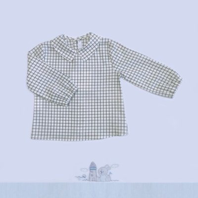Imagen Camisa manga larga bebé PALOMA DE LA O BI2BLCC-L07 de cuadritos gris 1