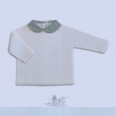 Imagen Jersey manga larga niño PALOMA DE LA O ZI2ST16-E006 cuello bebé estrellitas blanco 2