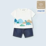 Conjunto bebé MAYORAL Ecofriends pantalón corto y camiseta dinos