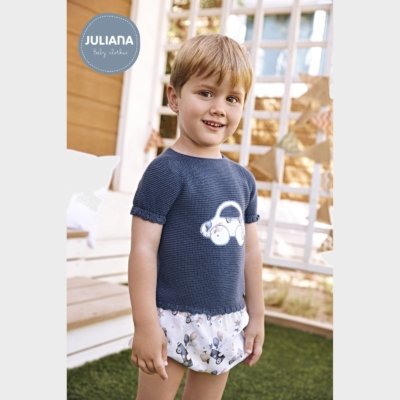 Imagen Conjunto bebé niño JULIANA J7092 jersey y ranita estampado coches azul noche 2