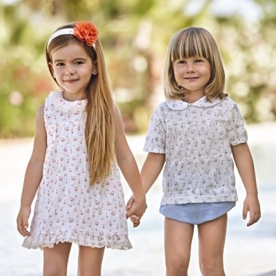 Imagen Conjunto bebé niño JULIANA J7175 camisa y braga estampado patitos cielo 1