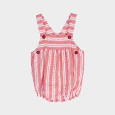 Imagen Peto de tirantes bebé TARTALETA B2415B241 de tela estampado de rayas coral 1