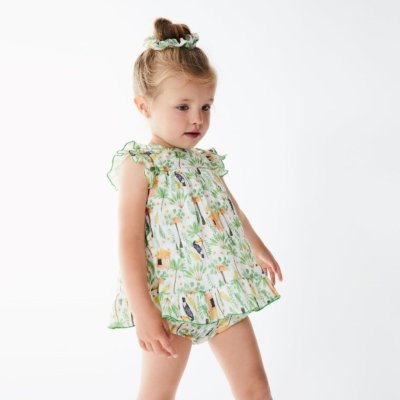 Imagen Vestido bebé niña TARTALETA B2124B212 con ranita estampado tropical verde 1