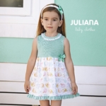 Vestido niña JULIANA de punto y tela estampado peces globo