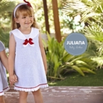 Vestido niña JULIANA de tela enterizo rayas y cuello babero