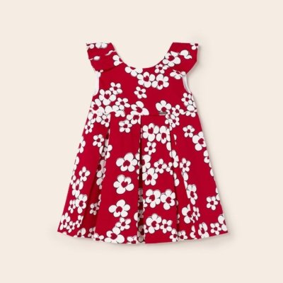 Imagen Vestido satinado bebé niña MAYORAL 23-01957-080 con estampado floral rojo 1