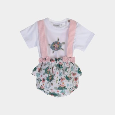 Imagen Conjunto 2 piezas bebé TARTALETA B2153B215 de ranita tirantes y camiseta verde 1