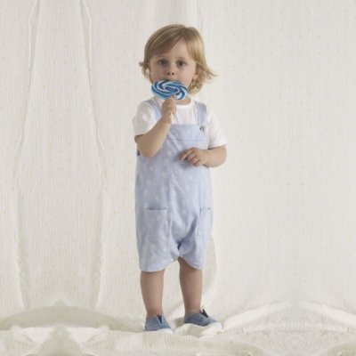 Imagen Conjunto bebé BABIDU 30236 de peto corto y camiseta con estampado lions Celeste 1