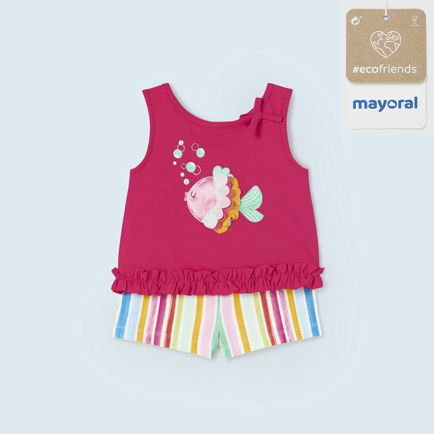Imagen Conjunto bebé niña MAYORAL Ecofriends 23-01277-036 de short y camiseta estampada orquídea 1