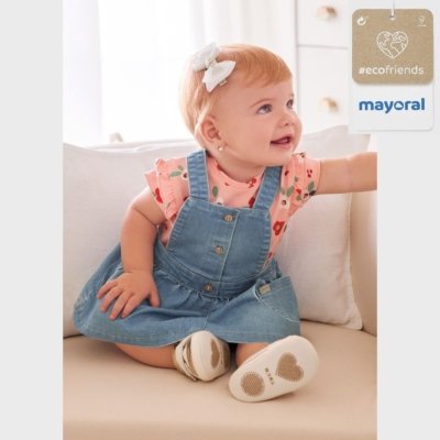 Imagen Conjunto bebé niña MAYORAL Ecofriends 23-01830-041 de falda peto vaquero con camiseta apricot 5