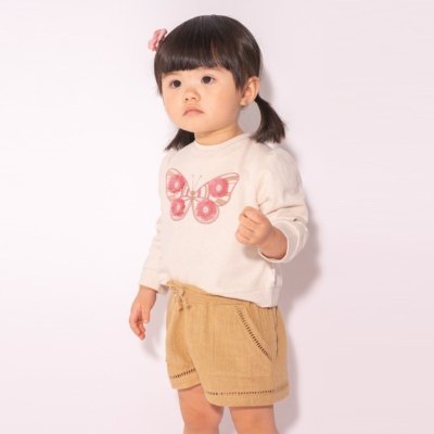 Imagen Pantalón corto bebé niña MAYORAL 23-01272-065 tipo short con lino caramelo 1