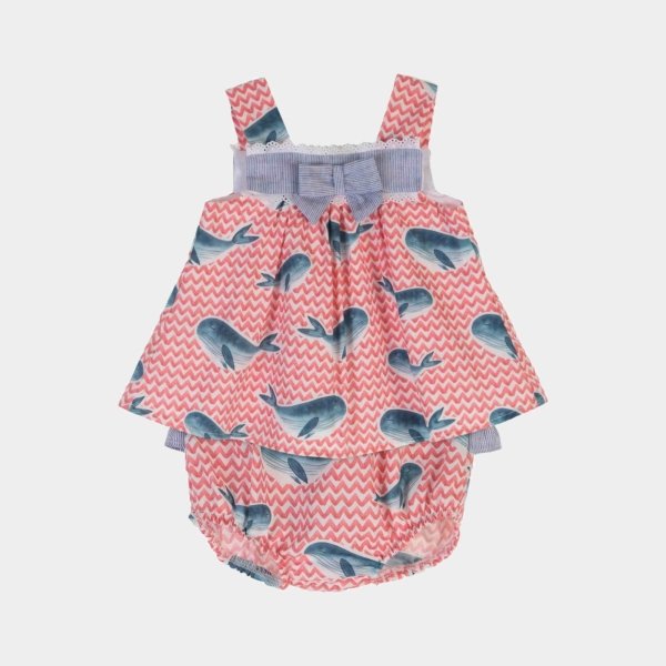 Vestido bebé niña TARTALETA con ranita estampado de ballenas