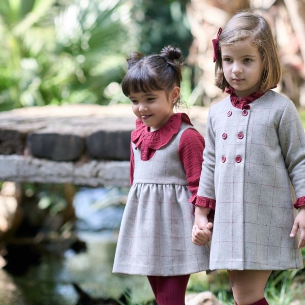 Pichi de niña PALOMA DE LA O en tejido espiga a cuadros