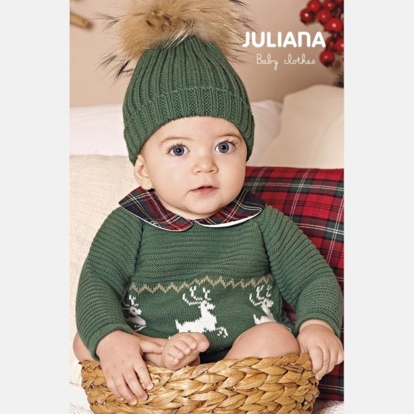 Pelele corto de bebé JULIANA de punto y cuello bebé estampado