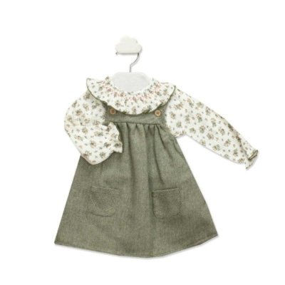Imagen-Conjunto-2-piezas-de-niña-BABIDU-91447-de-vestido-pichi-y-camisa-estampada-verde-1