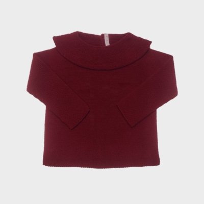 Imagen-Jersey-manga-larga-de-niña-PALOMA-DE-LA-O-ZI3ST1V-A018-de-punto-con-cuello-volante-granate-2