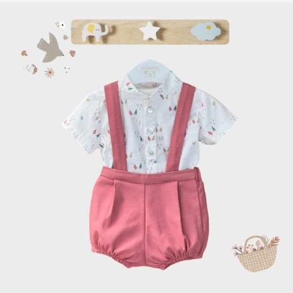 Conjunto VALENTINA BEBÉS para bebé niño de peto corto y camisa estampada